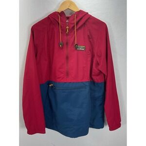 L.L. Bean Mountain Classic Anorak Jacket Mens L Red Blue‎ Colorblock Outdoors